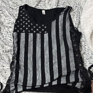 Black and Gray Women's Flag Tank Top